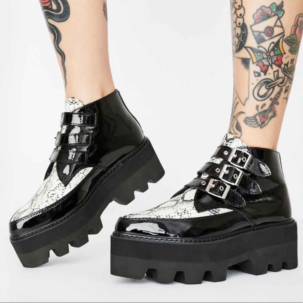 T.U.K. SNAKESKIN PLATFORM CREEPERS
